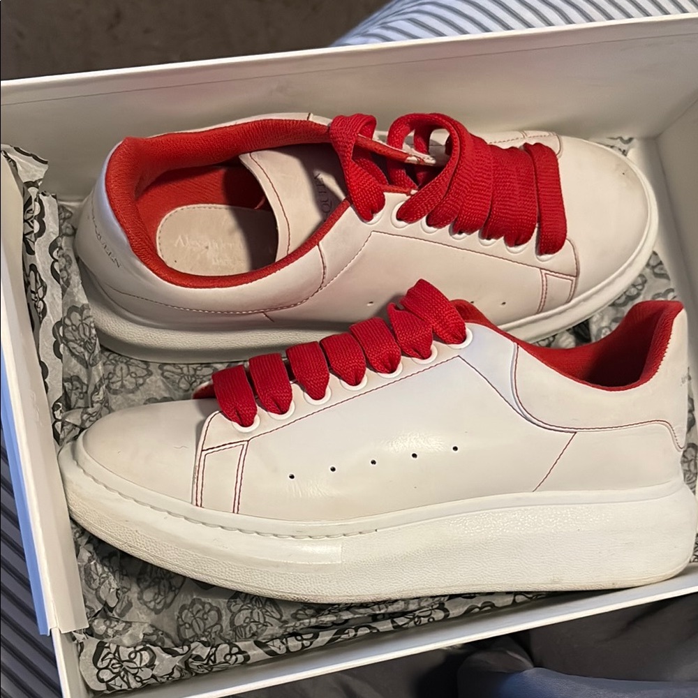 Alexander McQueen White and Red Sneakers